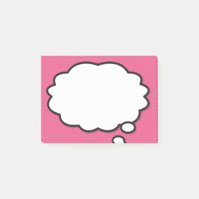 Lustige moderne Sprechblase Comic Buch Rosa Post-it Klebezettel (Vorderseite)