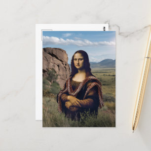 Lustige Mona Lisa auf Safari Postkarte