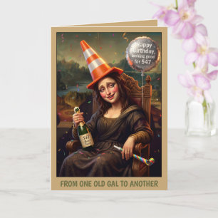Lustige Mona Lisa beschwipste Mädchen-Geburtstagsk Karte