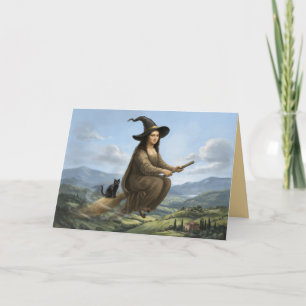 Lustige Mona Lisa Hexe Halloween Karte