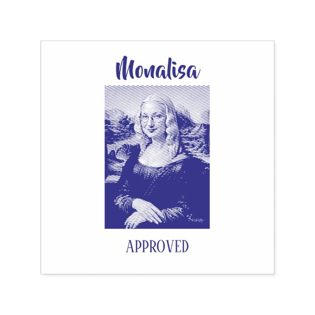 Lustige Mona Lisa Parodie Kunst Permastempel (Design)