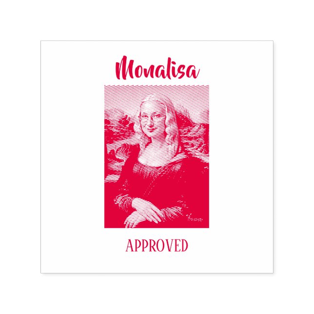 Lustige Mona Lisa Parodie Kunst Permastempel (Design)