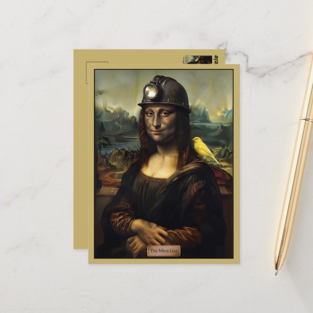Lustige Mona Lisa Parodie Postkarte (Vorderseite/Rückseite Beispiel)