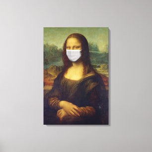 Lustige Monalisa trägt Gesichtsmaske gegen Coronav Leinwanddruck