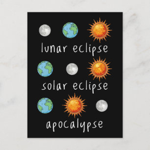 Lustige Mond-Sonnenfinsternis-Apokalypse Postkarte