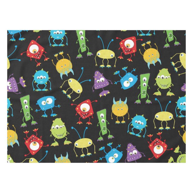 Lustige Monster auf schwarzer Tischdecke (Vorderseite (Horizontal))