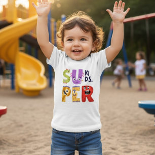 Lustige Monster-Buchstaben 'Super Kids'  Baby T-shirt