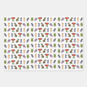 Lustige Monster Geschenkpapier Set