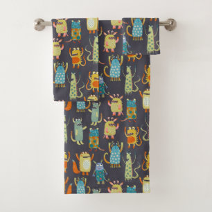 Lustige Monster Muster Badhandtuch Set