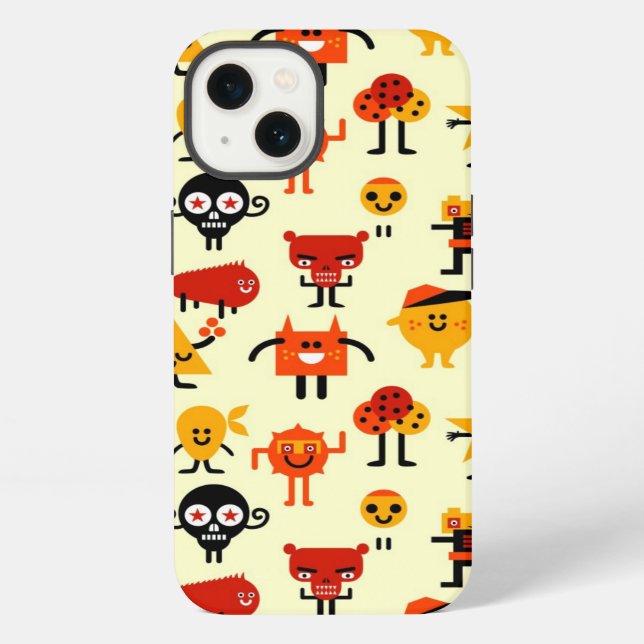 Lustige Monster Muster iPhone Hülle (Rückseite)