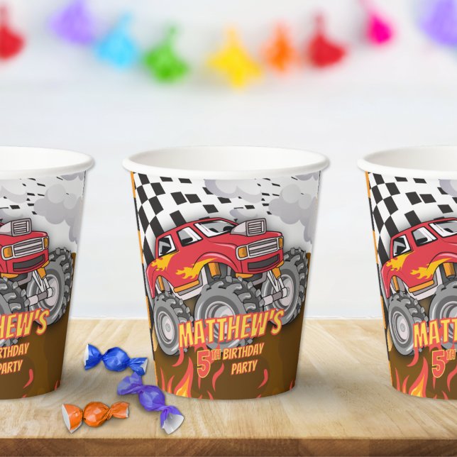Lustige Monster Truck Geburtstagspapierbecher Pappbecher (Von Creator hochgeladen)