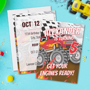 Lustige Monster Truck Geburtstagsparty Einladung