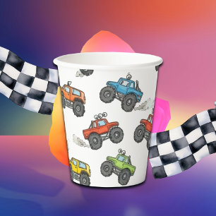 Lustige Monster-Trucks-Geburtstagsfeier Pappbecher