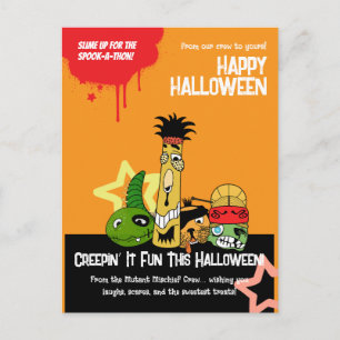 Lustige Monster Zombies Halloween Cartoon Design  Postkarte