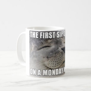 Lustige Montag Morgen Siegel Meme Kaffee-Tasse Kaffeetasse