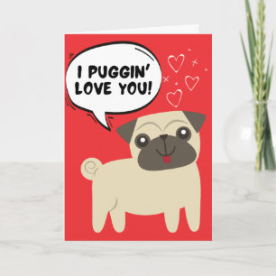 Lustige Mops-Hund Valentinstagskarte Karte