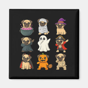 Lustige Mops-Rasse Haustier Halloween-Kürbisse Hal Magnet