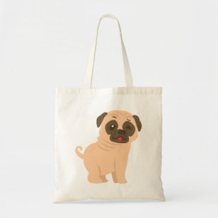 Lustige Mops-Welpen-Hund-Comic-Leinwand-Tasche Tragetasche