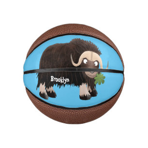 Lustige Moschusochsen-Cartoon-Illustration Mini Basketball