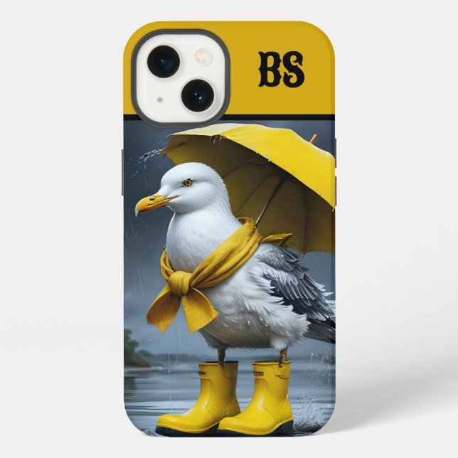 Lustige Möwe in Regenstiefeln – Strandhumor iPhone Hülle (Rückseite)