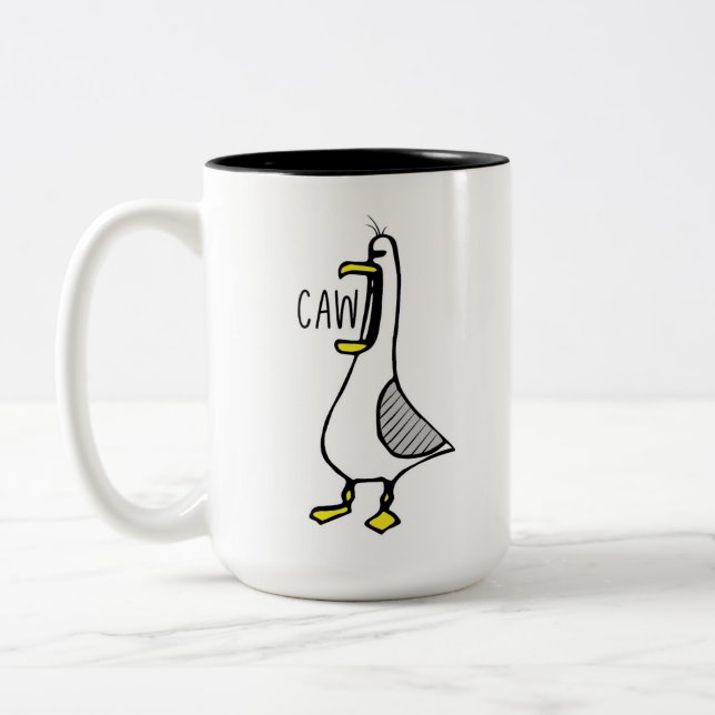 Lustige Möwe Keramik Tasse (Links)