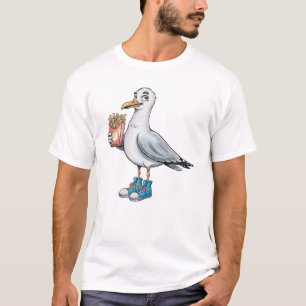 Lustige Möwe mit Pommes Frites Turnschuhen T-Shirt