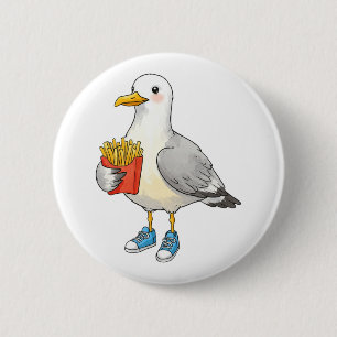 Lustige Möwe Pommes Turnschuhe Button