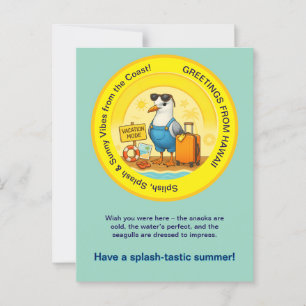lustige Möwe spashtastisch sonniges Reiseziel Gruß Postkarte