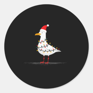 Lustige Möwe Weihnachtsgrafik Tierlichter Liebhabe Runder Aufkleber