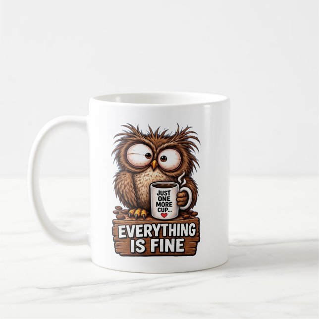 Lustige müde Eule Kaffee Kaffeetasse (Links)