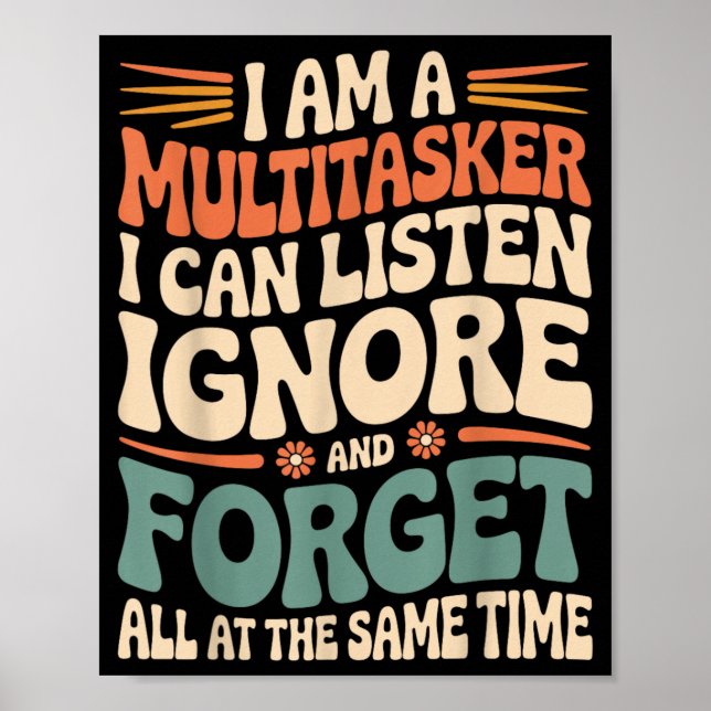 Lustige Multitasking-Zitat Sarkastischer Humor Gra Poster (Vorne)