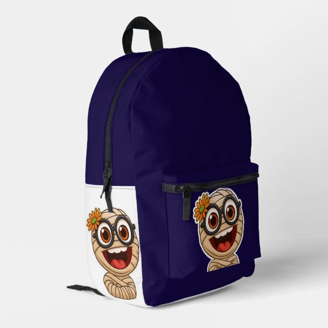 Lustige Mumie Aufkleber Bedruckter Rucksack (Rückseitige Ecke links)