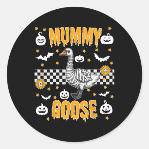 Lustige Mumie eingewickelte Gans Grusel Halloween Runder Aufkleber