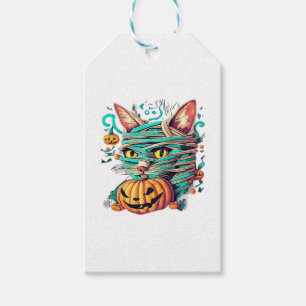Lustige Mumien-Katze Halloween Geschenkanhänger