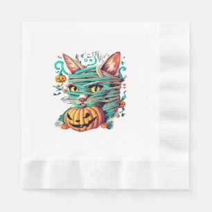 Lustige Mumien-Katze Halloween Serviette