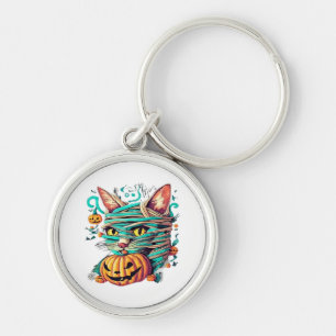 Lustige Mumienkatze Halloween Schlüsselanhänger