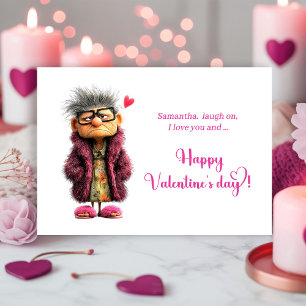 Lustige mürrische alte Dame Valentinstagskarte in Feiertagskarte