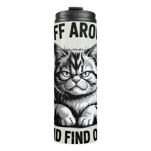 Lustige mürrische Katze Thermosbecher (Vorderseite)