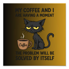Lustige mürrische Katzen-Coffee Cartoon | Humor Ka Fotodruck