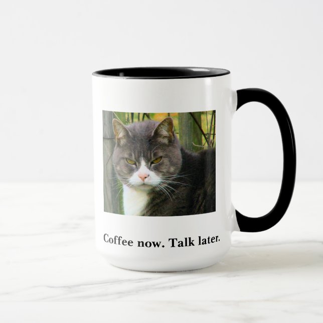 LUSTIGE mürrische Katzen-Kaffee-Tasse. Tasse (Rechts)