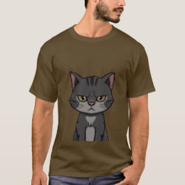 Lustige mürrische Kohle-Tabby-Katze mit frechem Bl T-Shirt