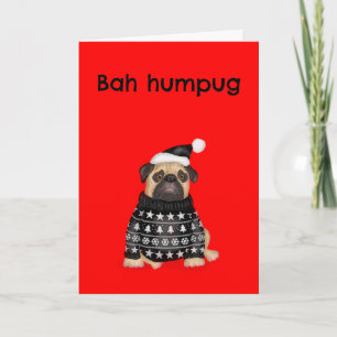 Lustige mürrische Mops-Weihnachtskarte Karte