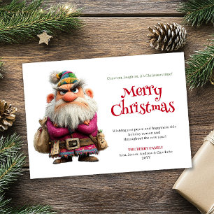 Lustige mürrische Santa herunterladbare Weihnachts Feiertagskarte