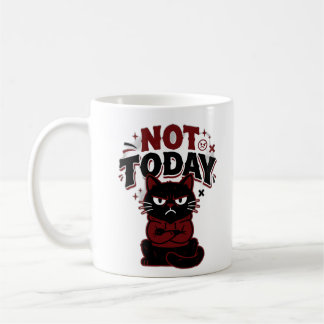 Lustige mürrische schwarze Katze Nicht heute Kaffe Kaffeetasse