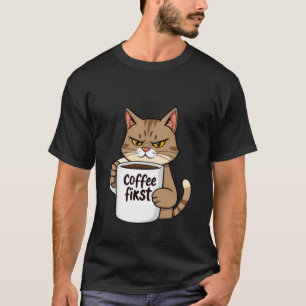 Lustige mürrische Tabby-Katze Kaffee am Morgen ✨🐾 T-Shirt