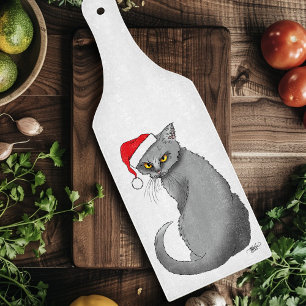 Lustige mürrische Weihnachten Graue Katze Feiertag Schneidebrett