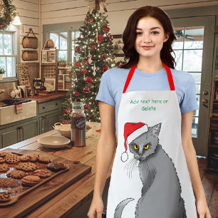 Lustige mürrische Weihnachten Graue Katze Feiertag Schürze