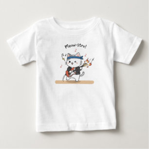 Lustige Musikkatze spielt Gitarre Babykleidung Baby T-shirt