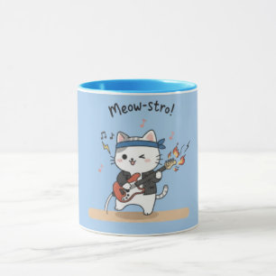 Lustige Musikkatze spielt Gitarre Tasse