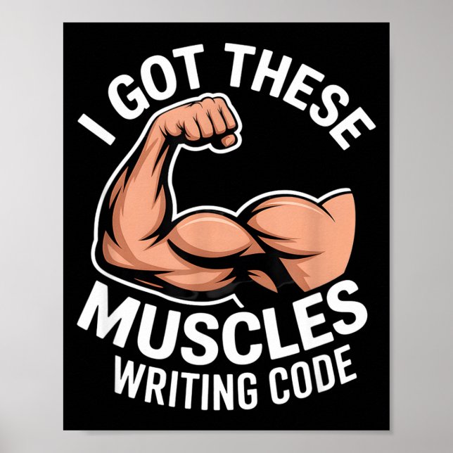 Lustige Muskeln schreiben Code und sagen Programmi Poster (Vorne)